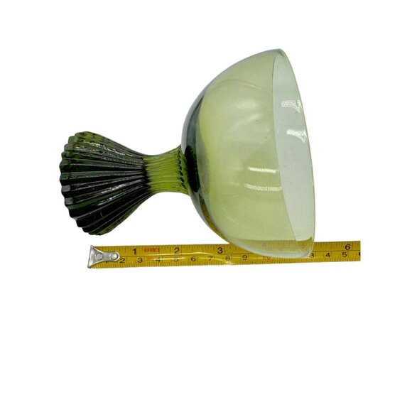 Vintage Lenox Emerald Green Glass Ribbed Pedestal Bowl 5” Tall - Picture 3 of 9